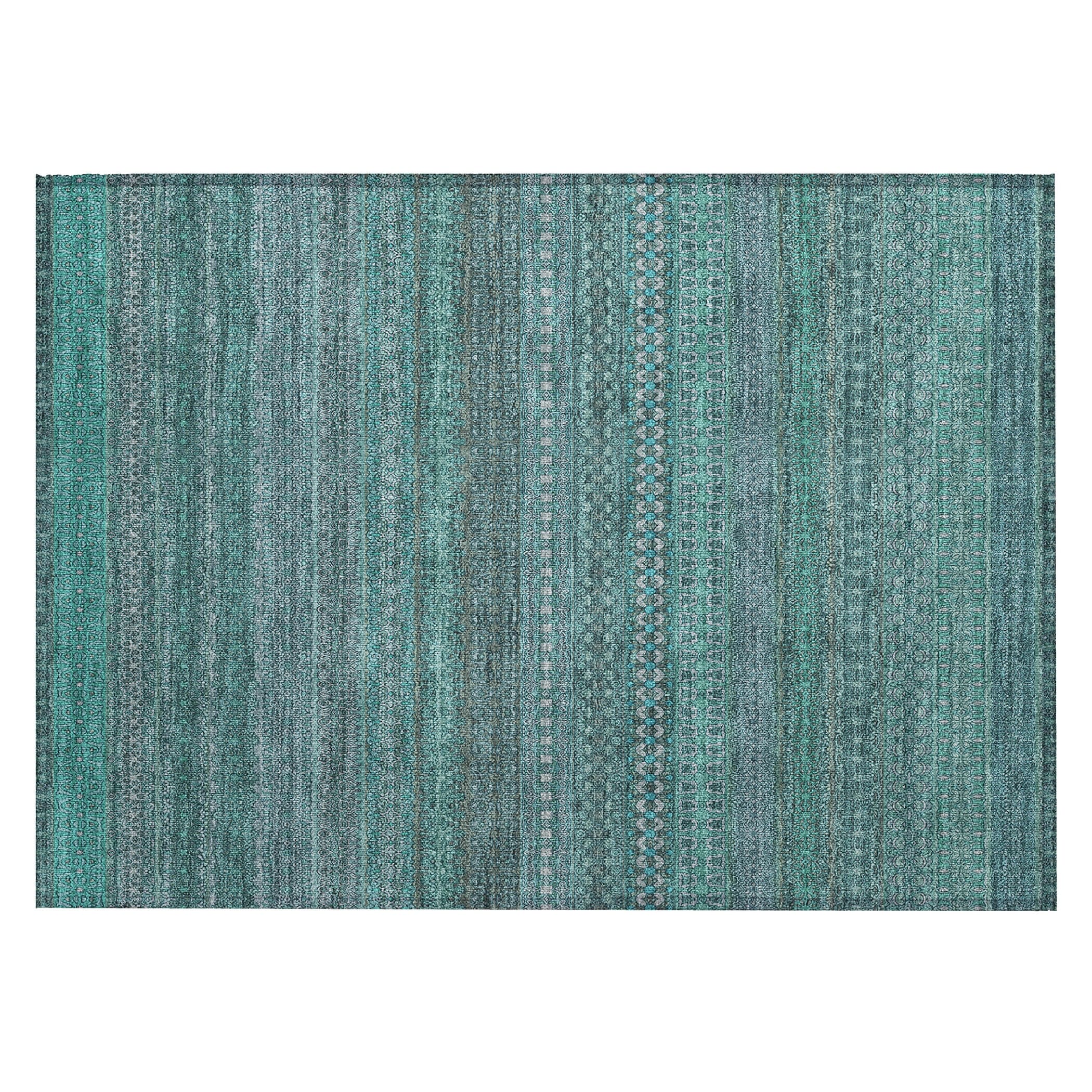 Machine Washable Indoor/ Outdoor Moroccan Stripes Chantille Rug