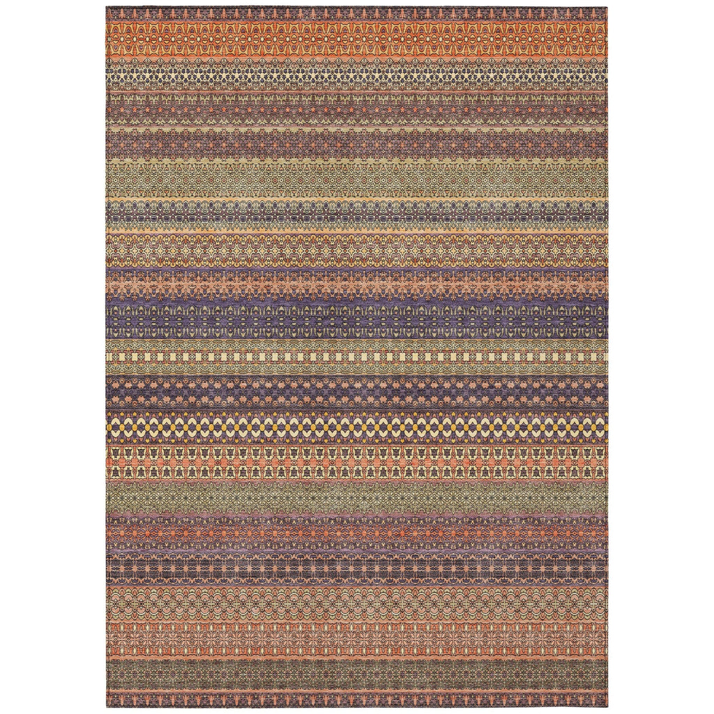 Machine Washable Indoor/ Outdoor Moroccan Stripes Chantille Rug