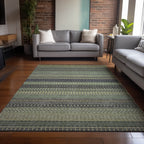 Machine Washable Indoor/ Outdoor Moroccan Stripes Chantille Rug