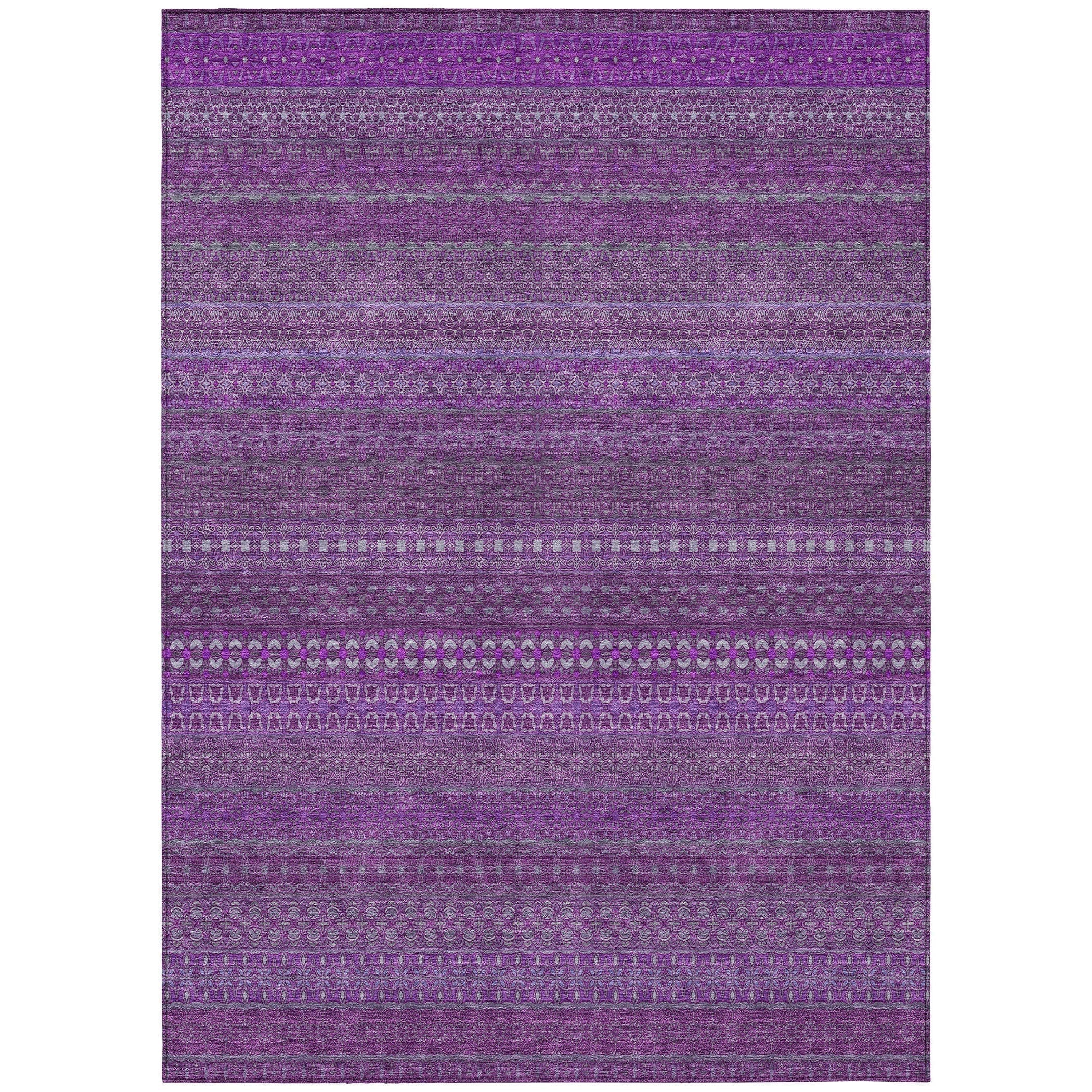 Machine Washable Indoor/ Outdoor Moroccan Stripes Chantille Rug