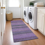 Machine Washable Indoor/ Outdoor Moroccan Stripes Chantille Rug