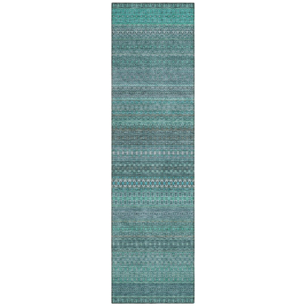 Machine Washable Indoor/ Outdoor Moroccan Stripes Chantille Rug