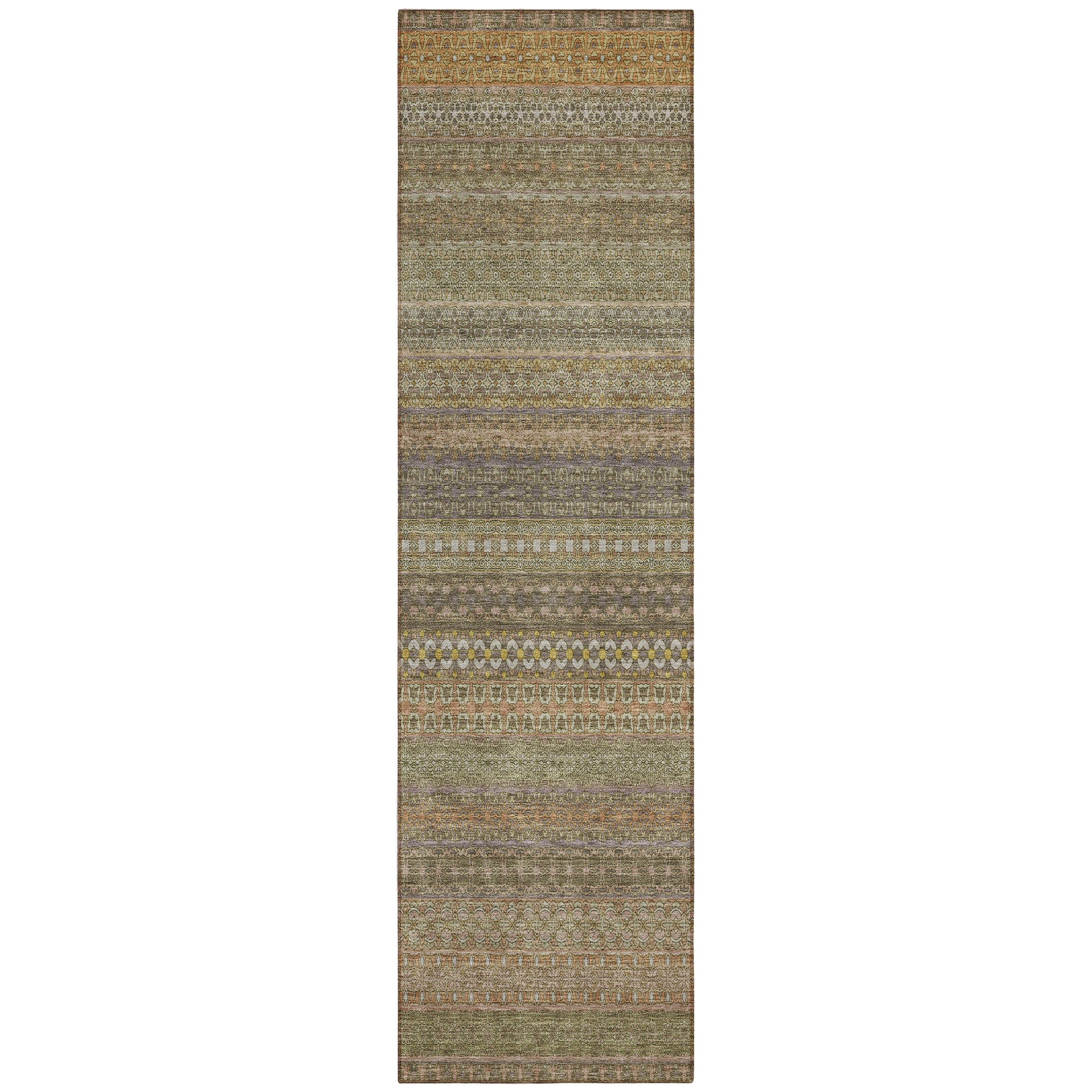 Machine Washable Indoor/ Outdoor Moroccan Stripes Chantille Rug