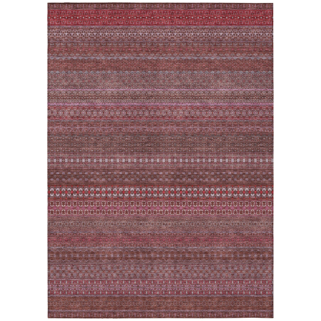 Machine Washable Indoor/ Outdoor Moroccan Stripes Chantille Rug