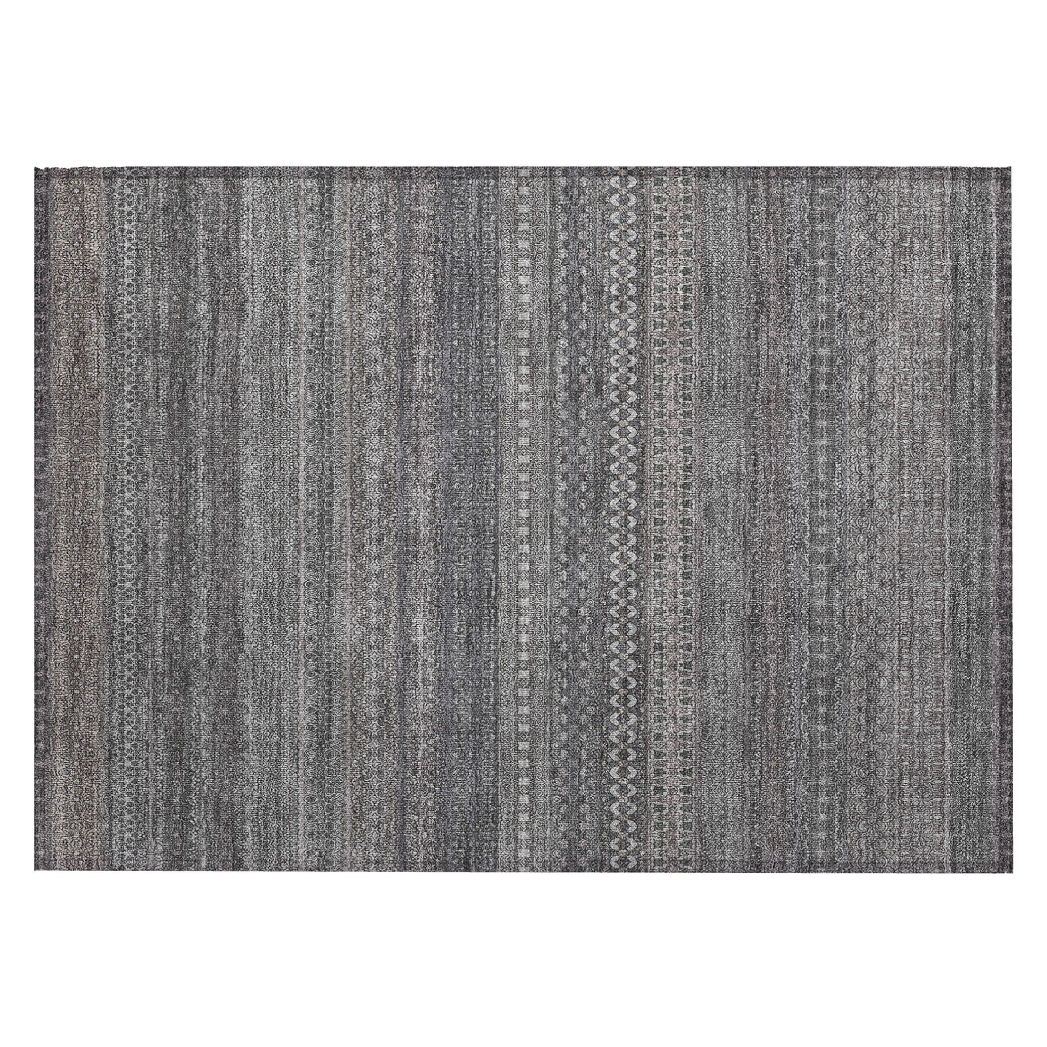 Machine Washable Indoor/ Outdoor Moroccan Stripes Chantille Rug