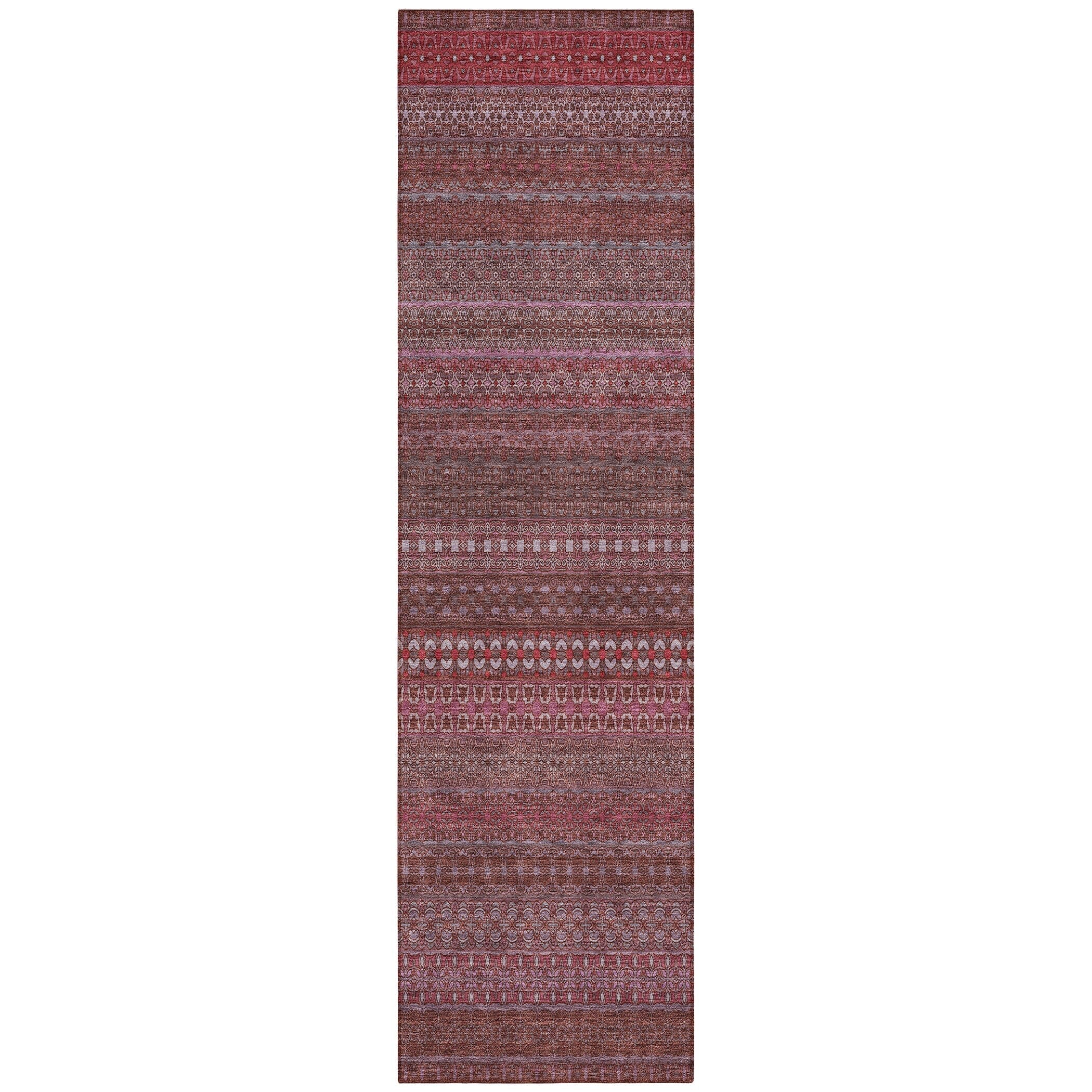Machine Washable Indoor/ Outdoor Moroccan Stripes Chantille Rug