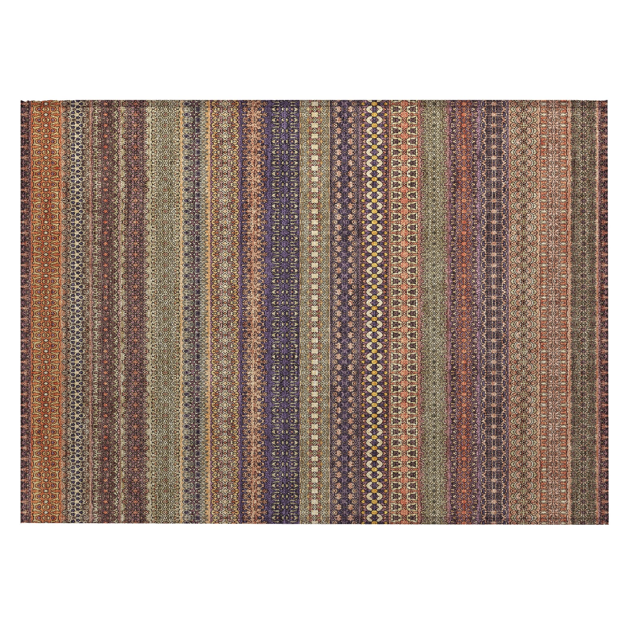 Machine Washable Indoor/ Outdoor Moroccan Stripes Chantille Rug