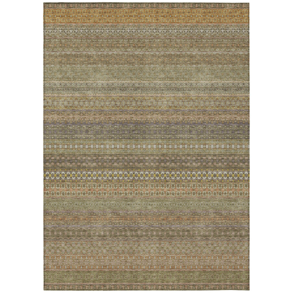 Machine Washable Indoor/ Outdoor Moroccan Stripes Chantille Rug