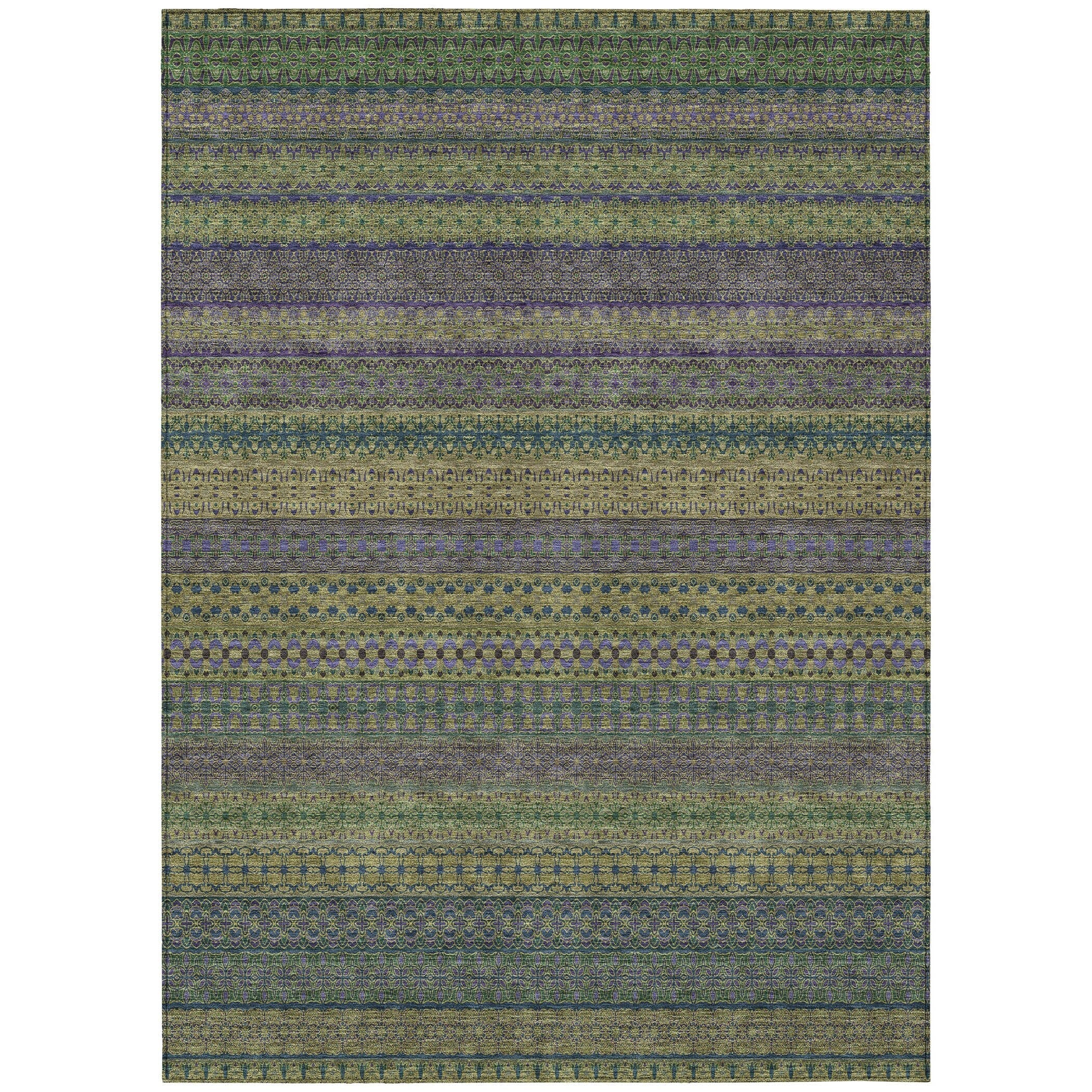 Machine Washable Indoor/ Outdoor Moroccan Stripes Chantille Rug