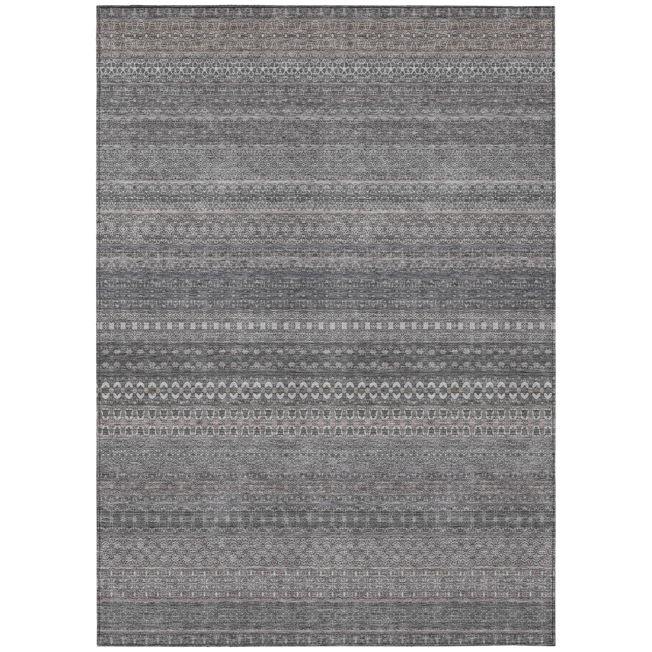 Machine Washable Indoor/ Outdoor Moroccan Stripes Chantille Rug