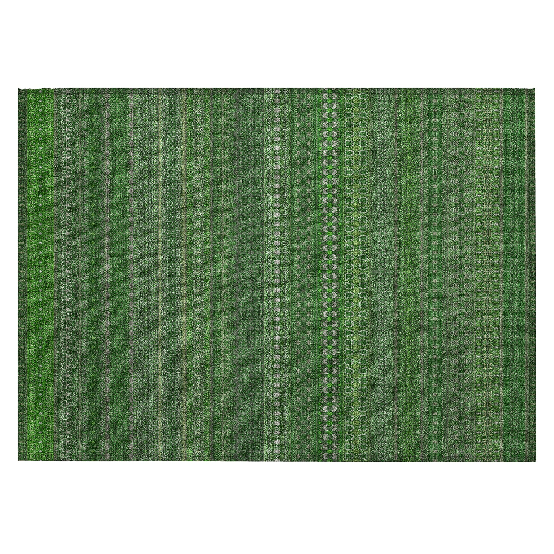 Machine Washable Indoor/ Outdoor Moroccan Stripes Chantille Rug