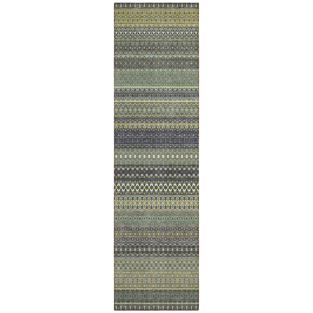 Machine Washable Indoor/ Outdoor Moroccan Stripes Chantille Rug
