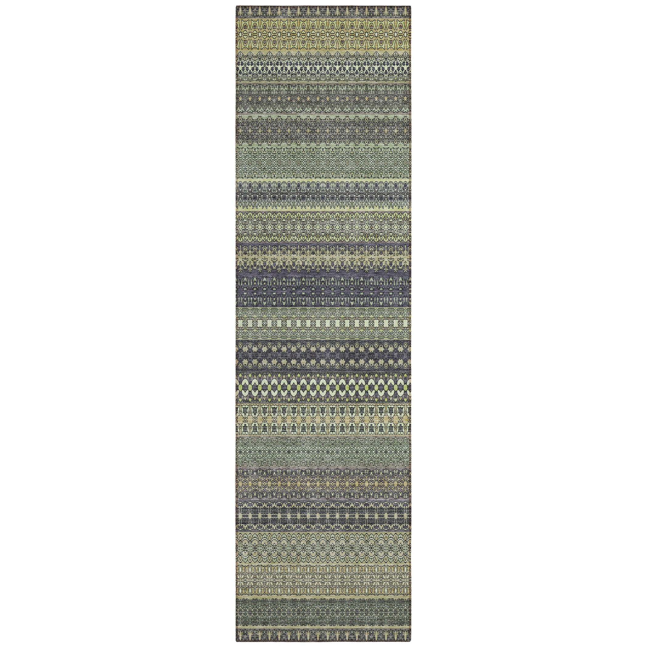 Machine Washable Indoor/ Outdoor Moroccan Stripes Chantille Rug