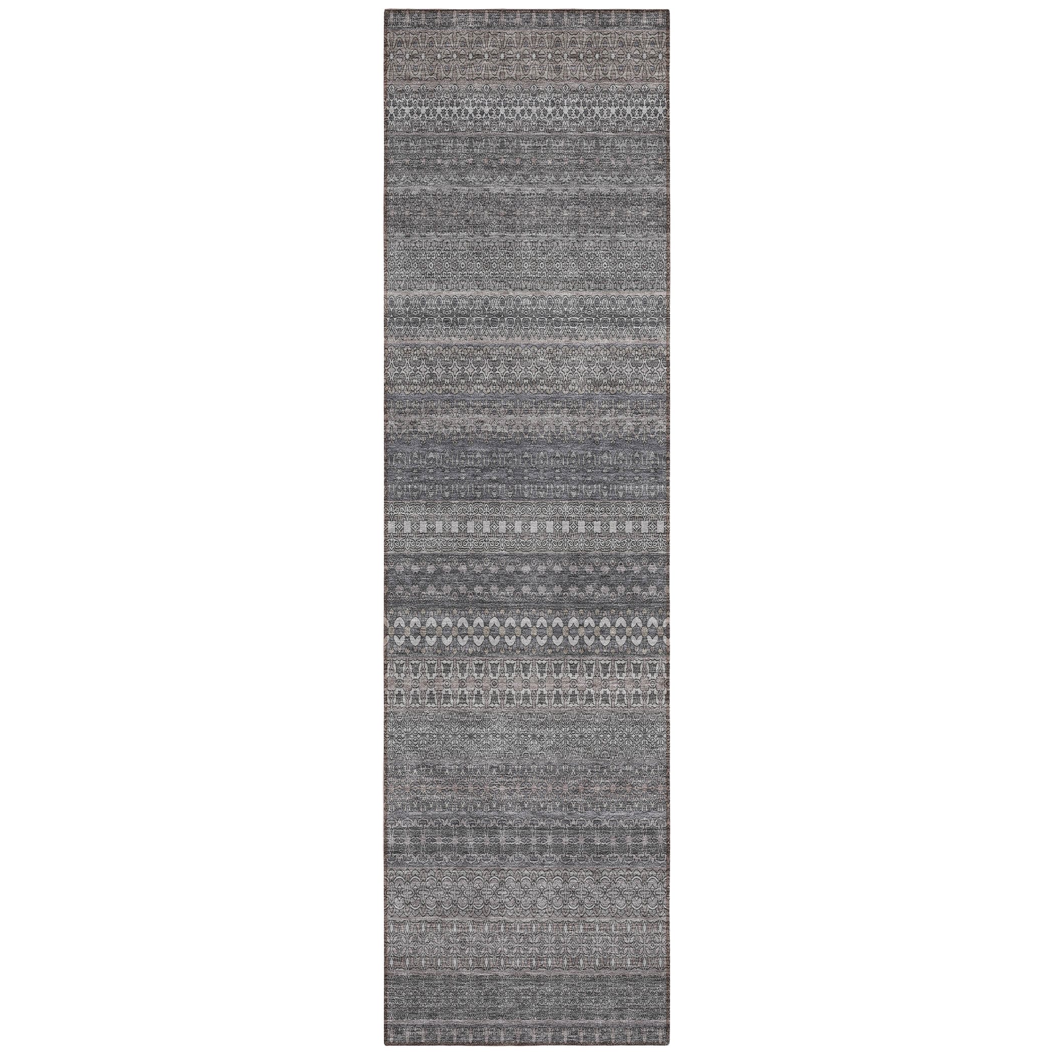 Machine Washable Indoor/ Outdoor Moroccan Stripes Chantille Rug