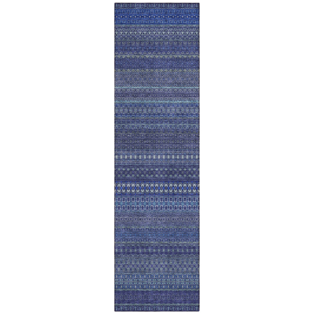 Machine Washable Indoor/ Outdoor Moroccan Stripes Chantille Rug