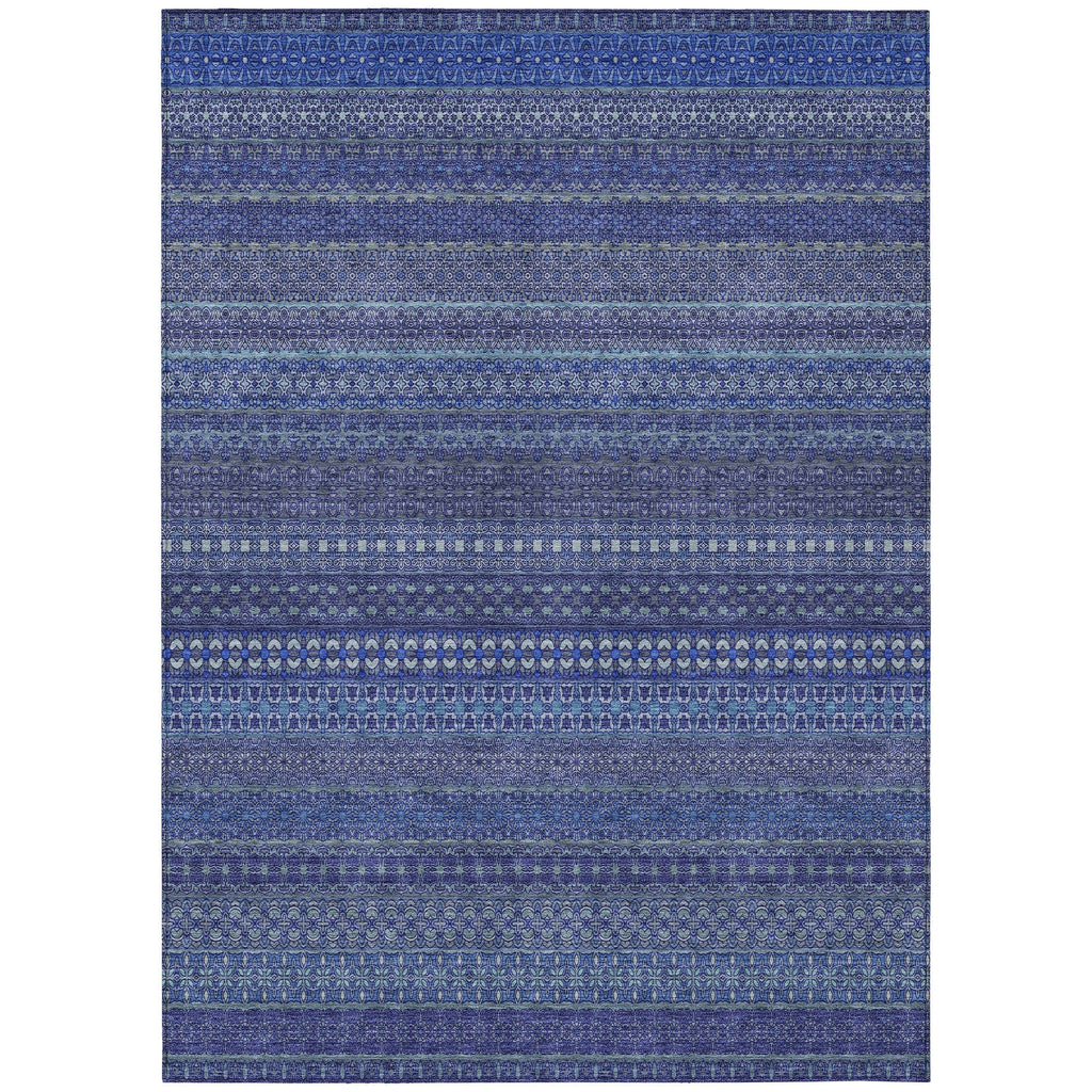 Machine Washable Indoor/ Outdoor Moroccan Stripes Chantille Rug