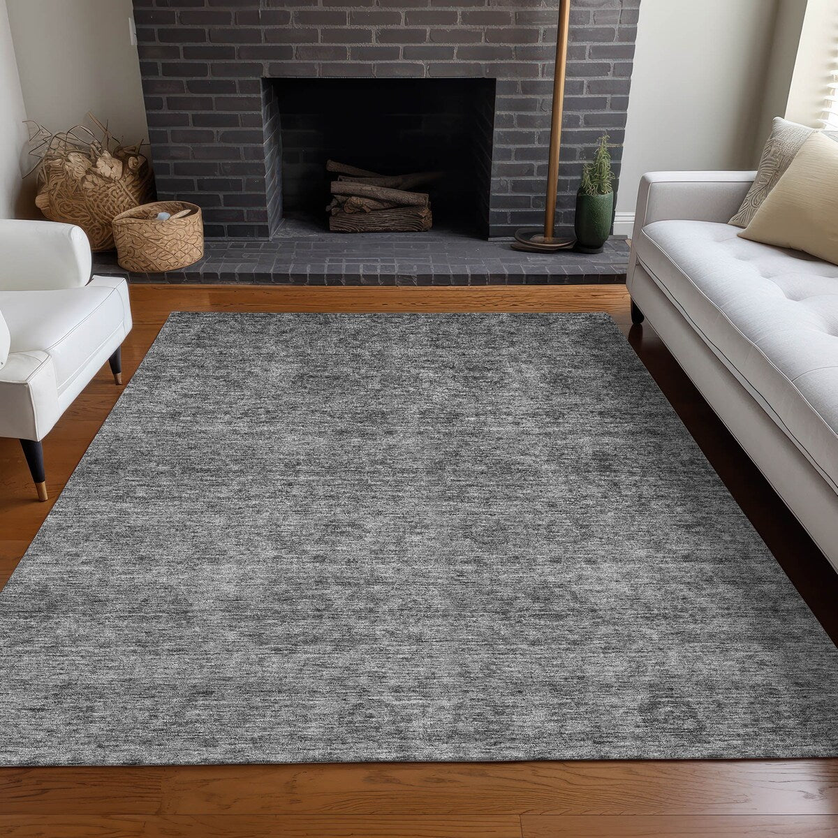 Machine Washable Indoor/ Outdoor Ombre Damask Chantille Rug