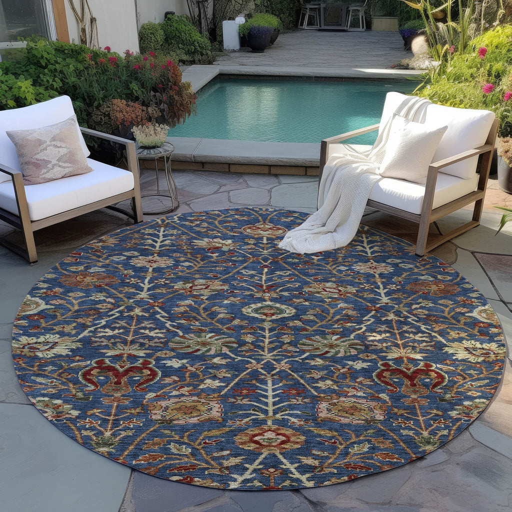 Machine Washable Indoor/ Outdoor Traditional Kashan Chantille Rug