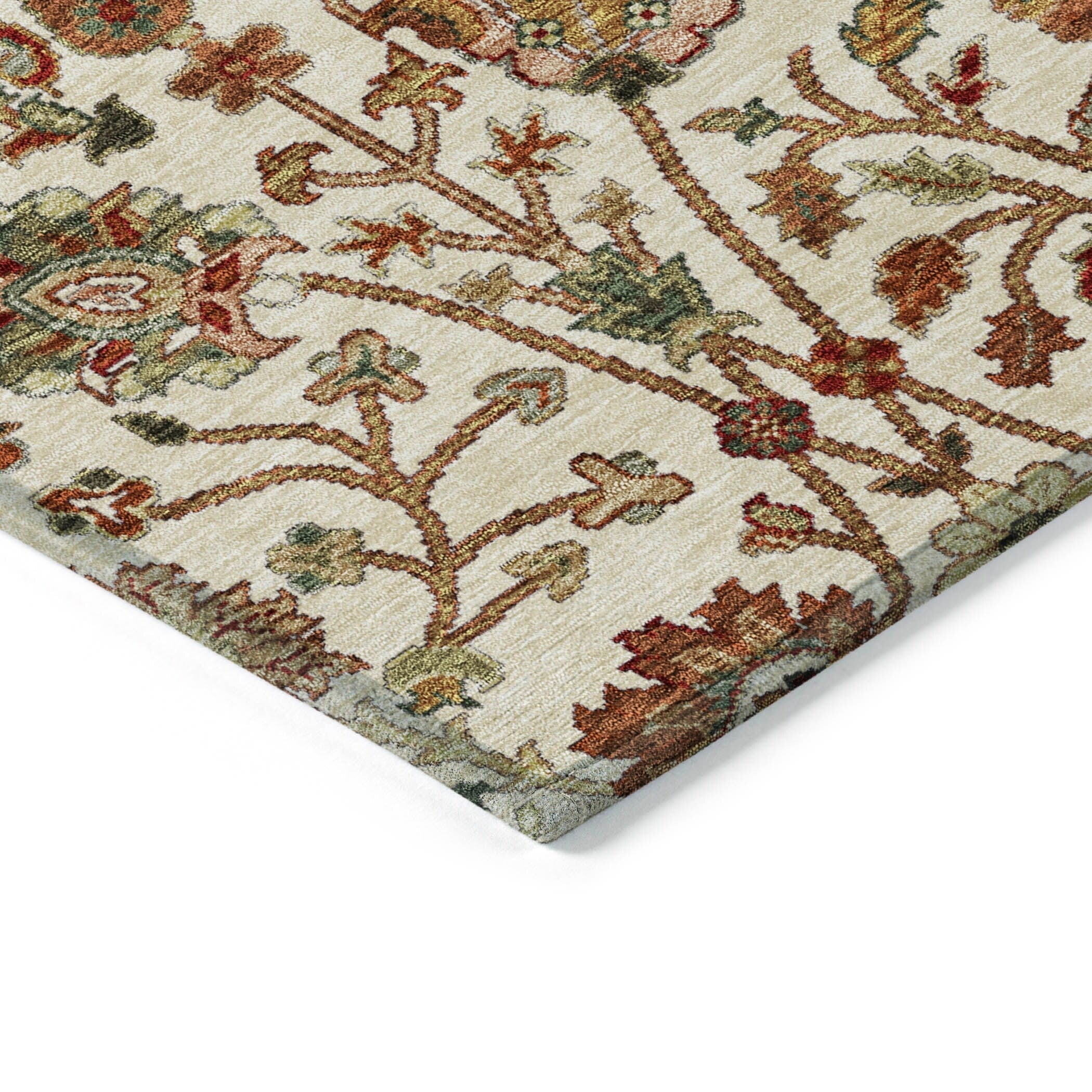 Machine Washable Indoor/ Outdoor Traditional Kashan Chantille Rug