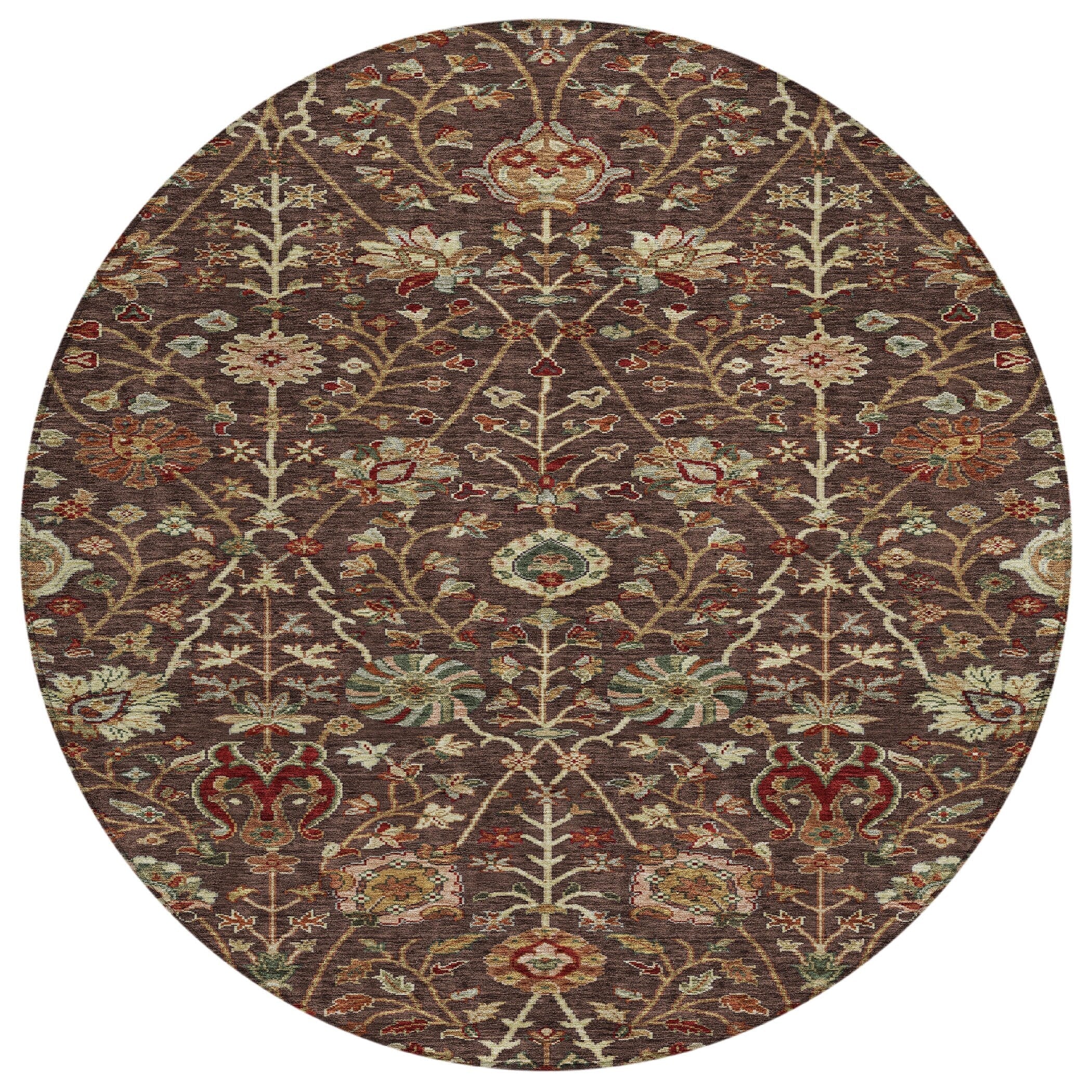 Machine Washable Indoor/ Outdoor Traditional Kashan Chantille Rug