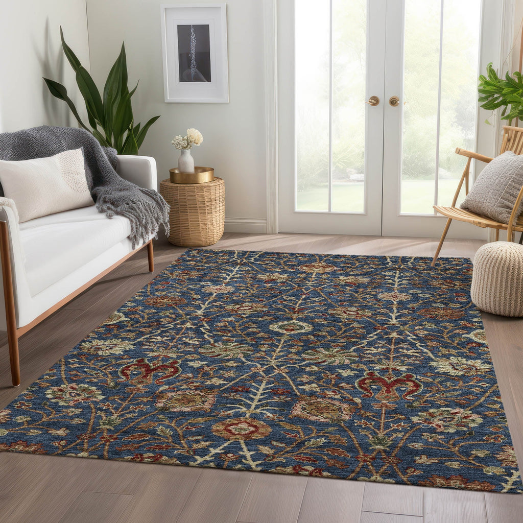 Machine Washable Indoor/ Outdoor Traditional Kashan Chantille Rug