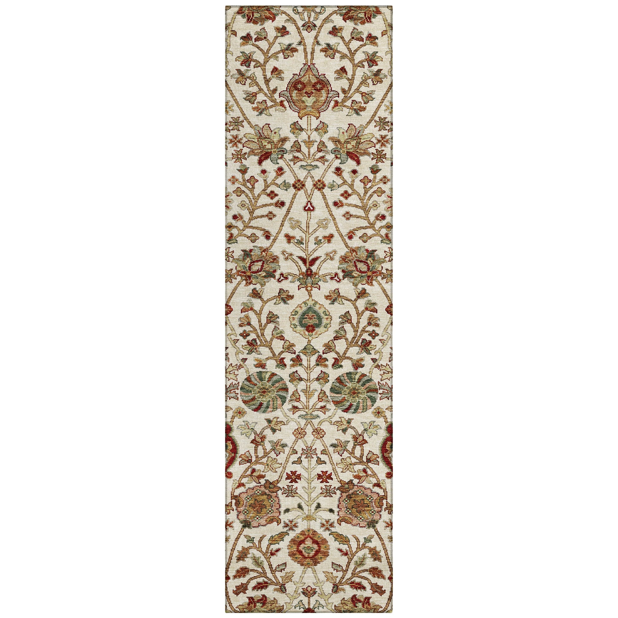 Machine Washable Indoor/ Outdoor Traditional Kashan Chantille Rug