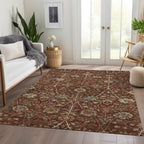 Machine Washable Indoor/ Outdoor Traditional Kashan Chantille Rug
