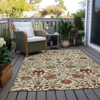 Machine Washable Indoor/ Outdoor Traditional Kashan Chantille Rug