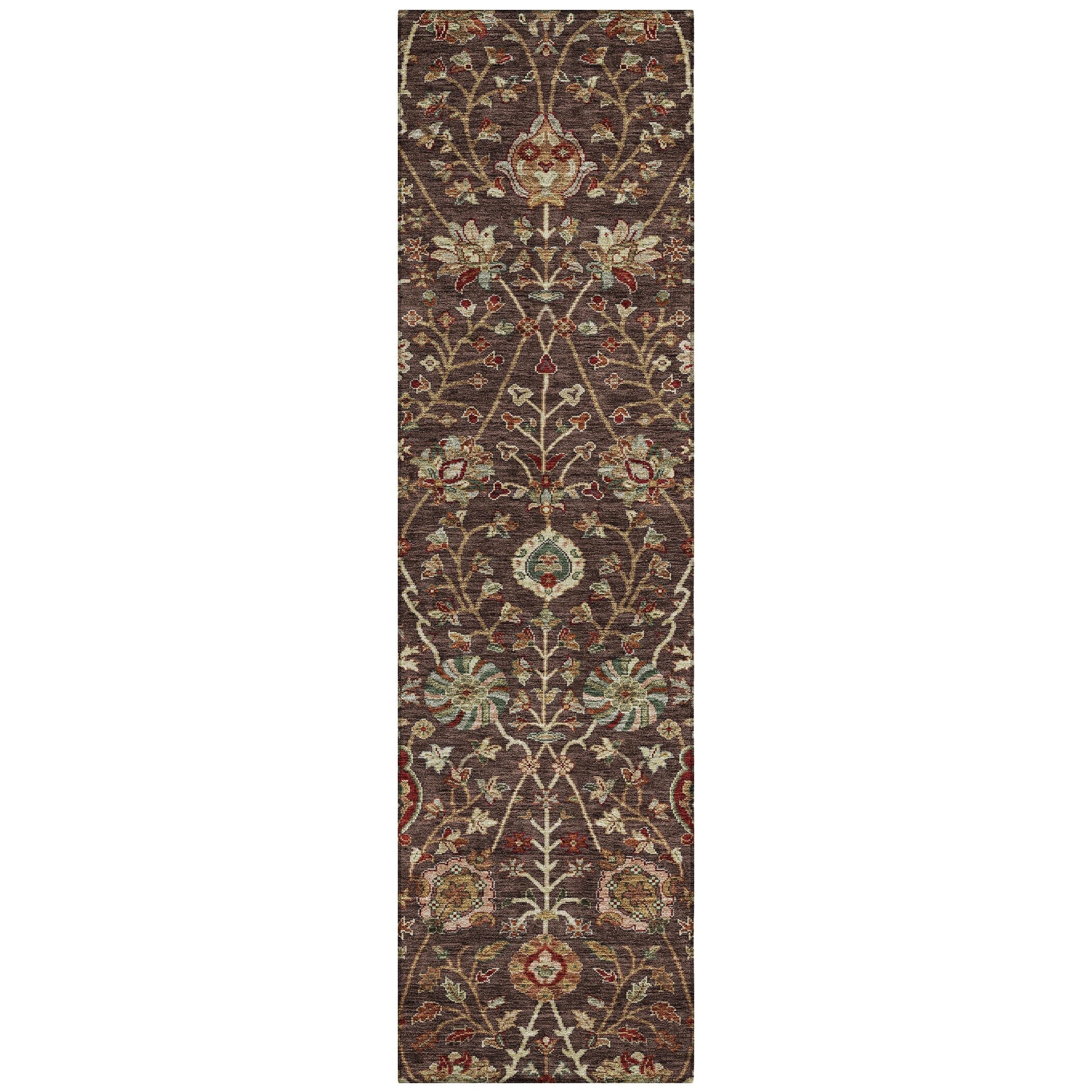 Machine Washable Indoor/ Outdoor Traditional Kashan Chantille Rug