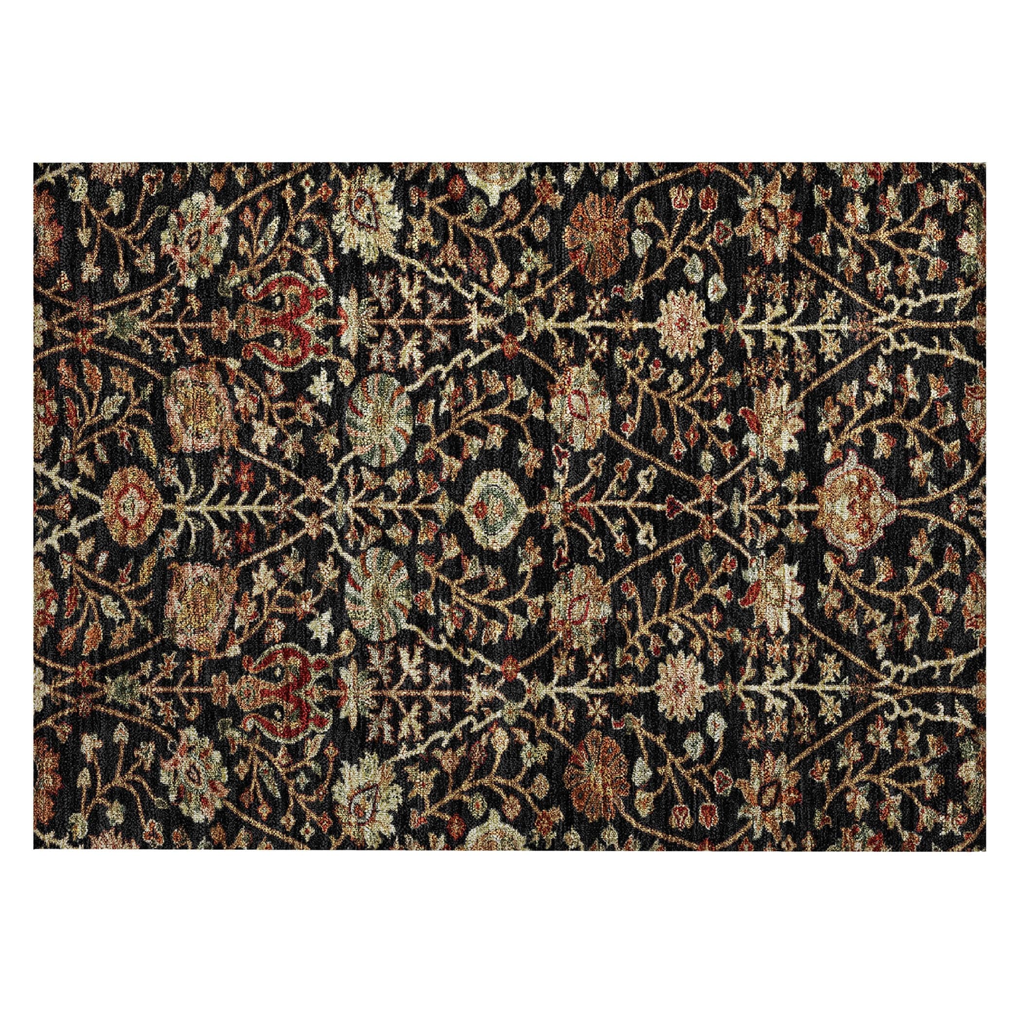 Machine Washable Indoor/ Outdoor Traditional Kashan Chantille Rug