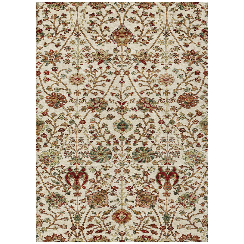 Machine Washable Indoor/ Outdoor Traditional Kashan Chantille Rug