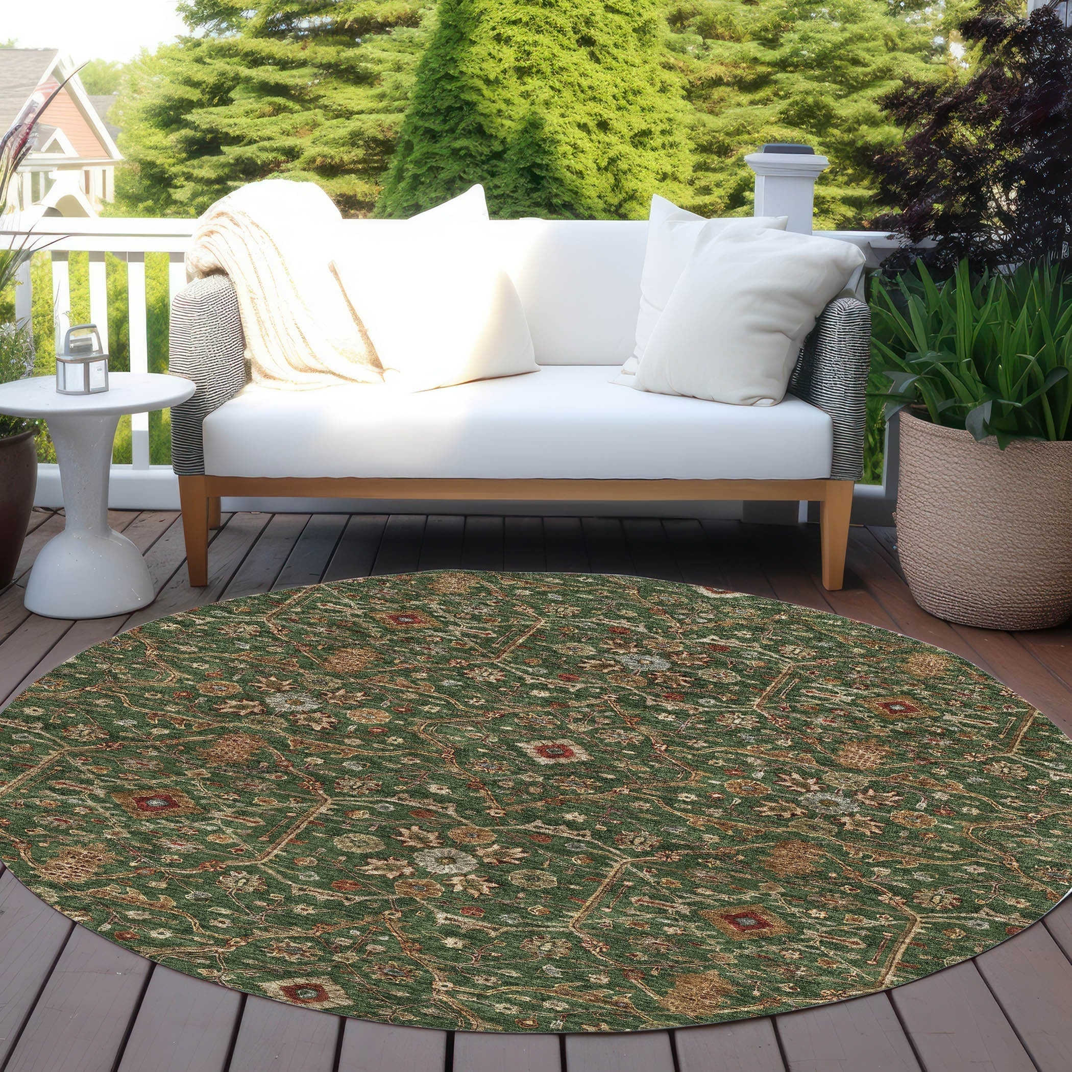 Machine Washable Indoor/ Outdoor Traditional Persian Chantille Rug