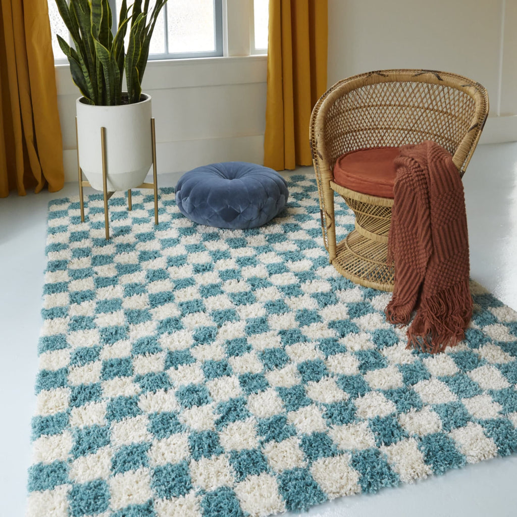 Mackie Checkered Shag Area Rug