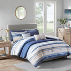 Madison Park Anchorage 8 Piece Printed Seersucker Comforter and Quilt Set Collection