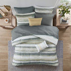 Madison Park Anchorage 8 Piece Printed Seersucker Comforter and Quilt Set Collection