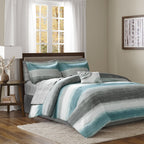 Madison Park Essentials Barret Aqua Comforter Set with Cotton Bed Sheets