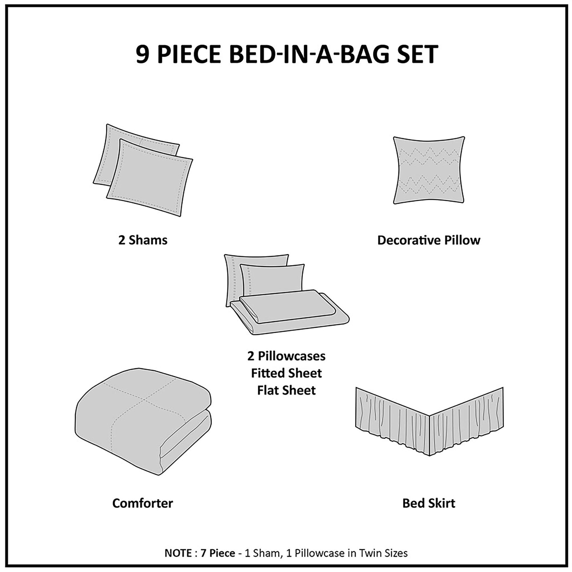 Madison Park Essentials Caldwell Complete Comforter Set with Cotton Bed Sheets