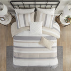 Madison Park Levi Blue/ Natural 5 Piece Jacquard Comforter Set