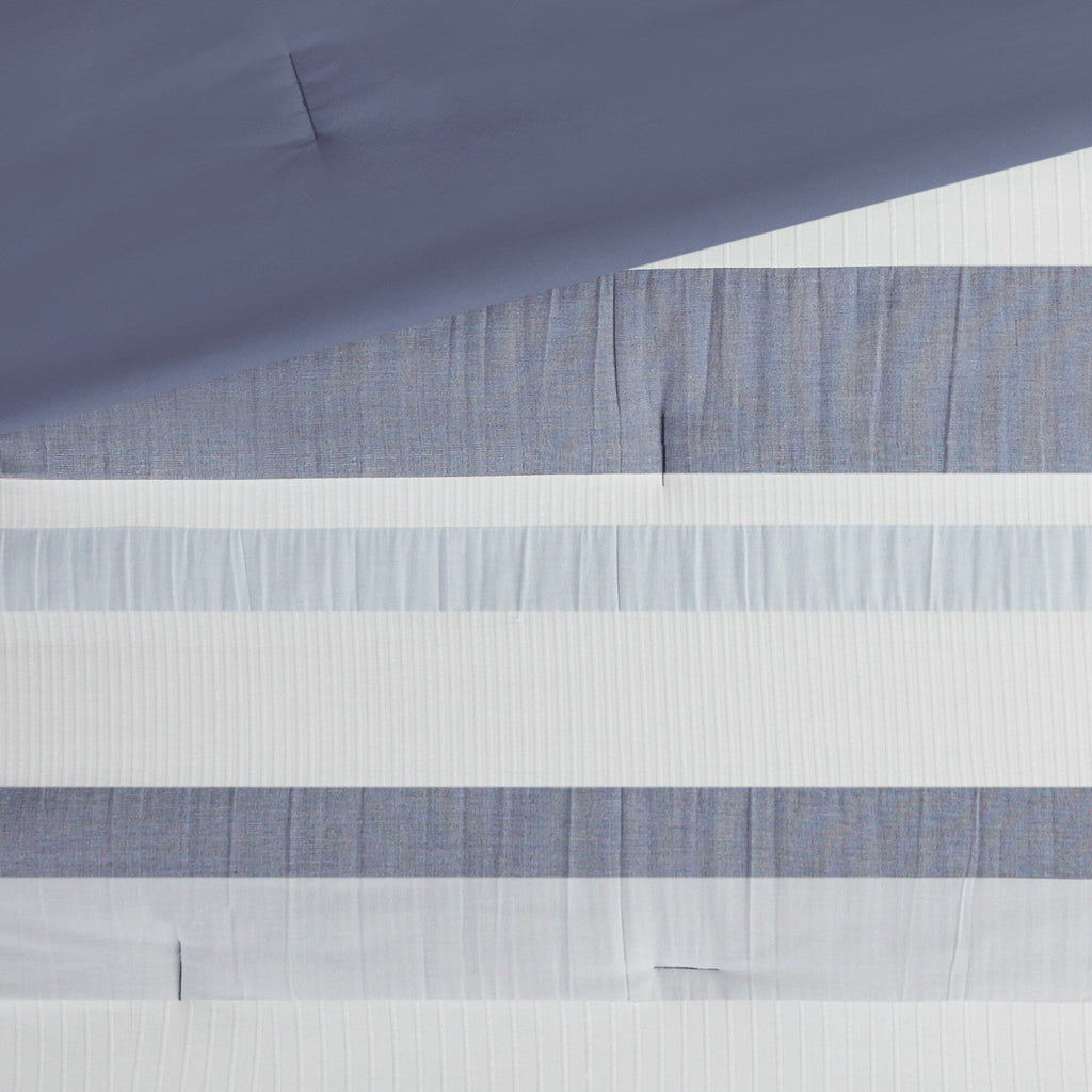 Madison Park Levi Blue/ Natural 5 Piece Jacquard Comforter Set