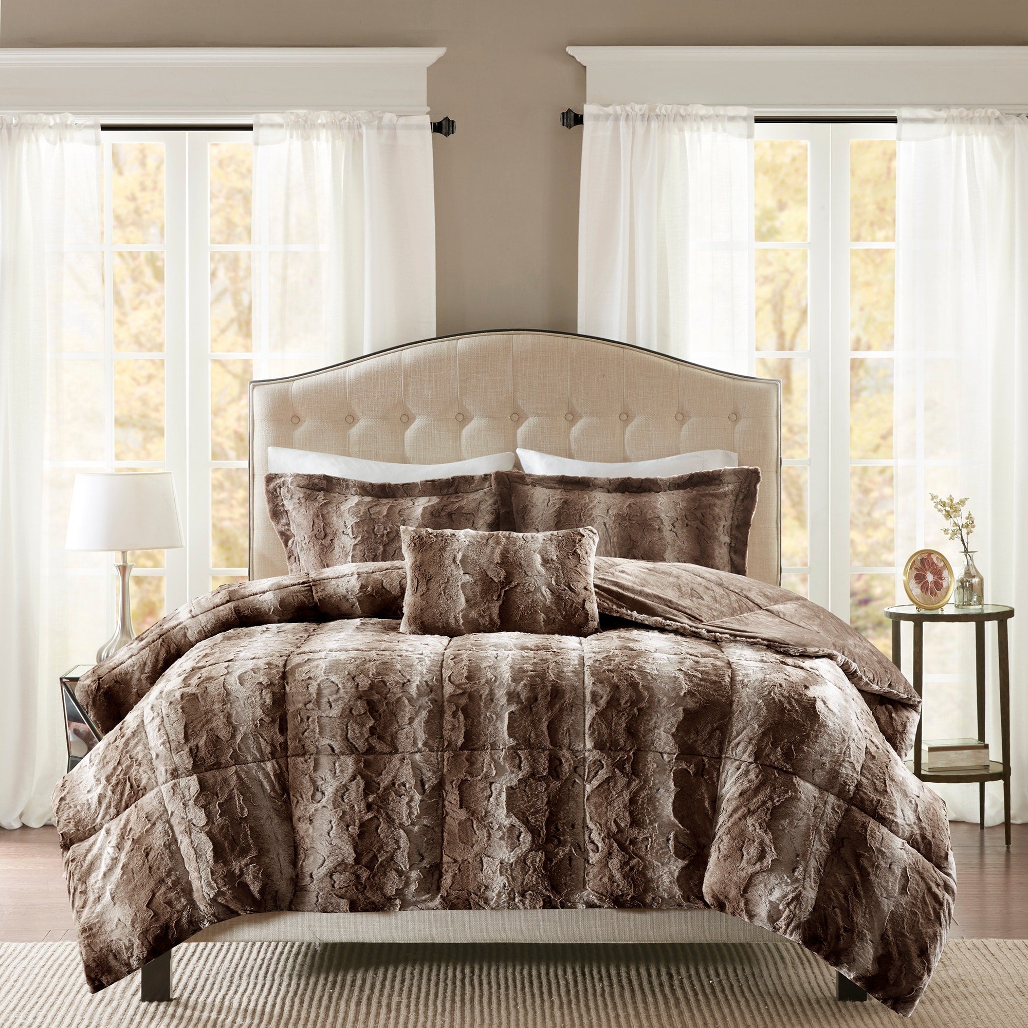 Madison Park Marselle Faux Fur Comforter Set