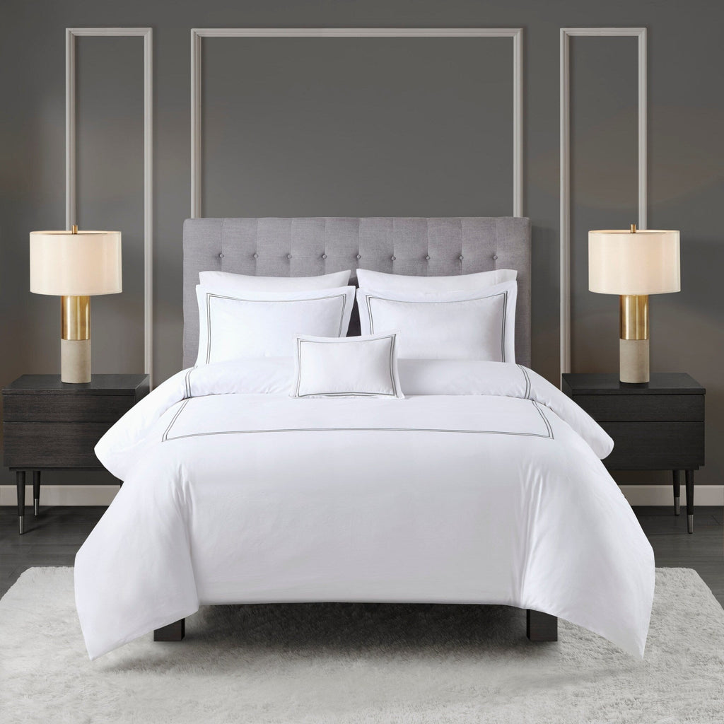 Madison Park Signature 500 Thread Count Luxury Collection 100% Cotton Sateen Embroidered Duvet Cover Set