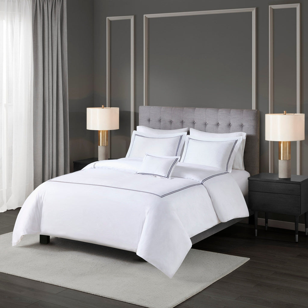 Madison Park Signature 500 Thread Count Luxury Collection 100% Cotton Sateen Embroidered Duvet Cover Set