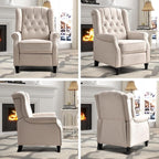 Pushback Recliner Chair, Fabric Armchair Push Back Recliner with Rivet Decoration, Single Sofa Accent Chair