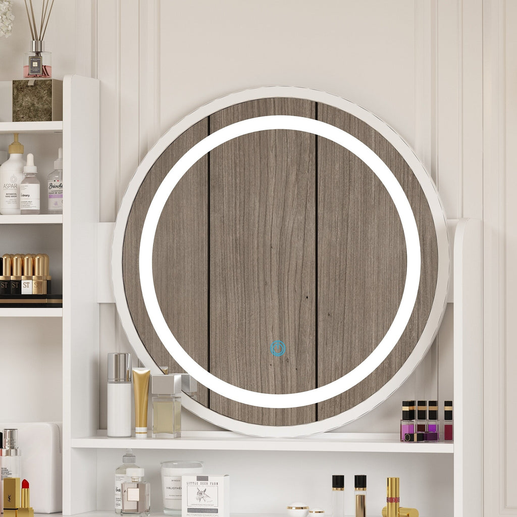 Makeup Vanity Dressing Table Set With Touch Screen Mirror & Stool