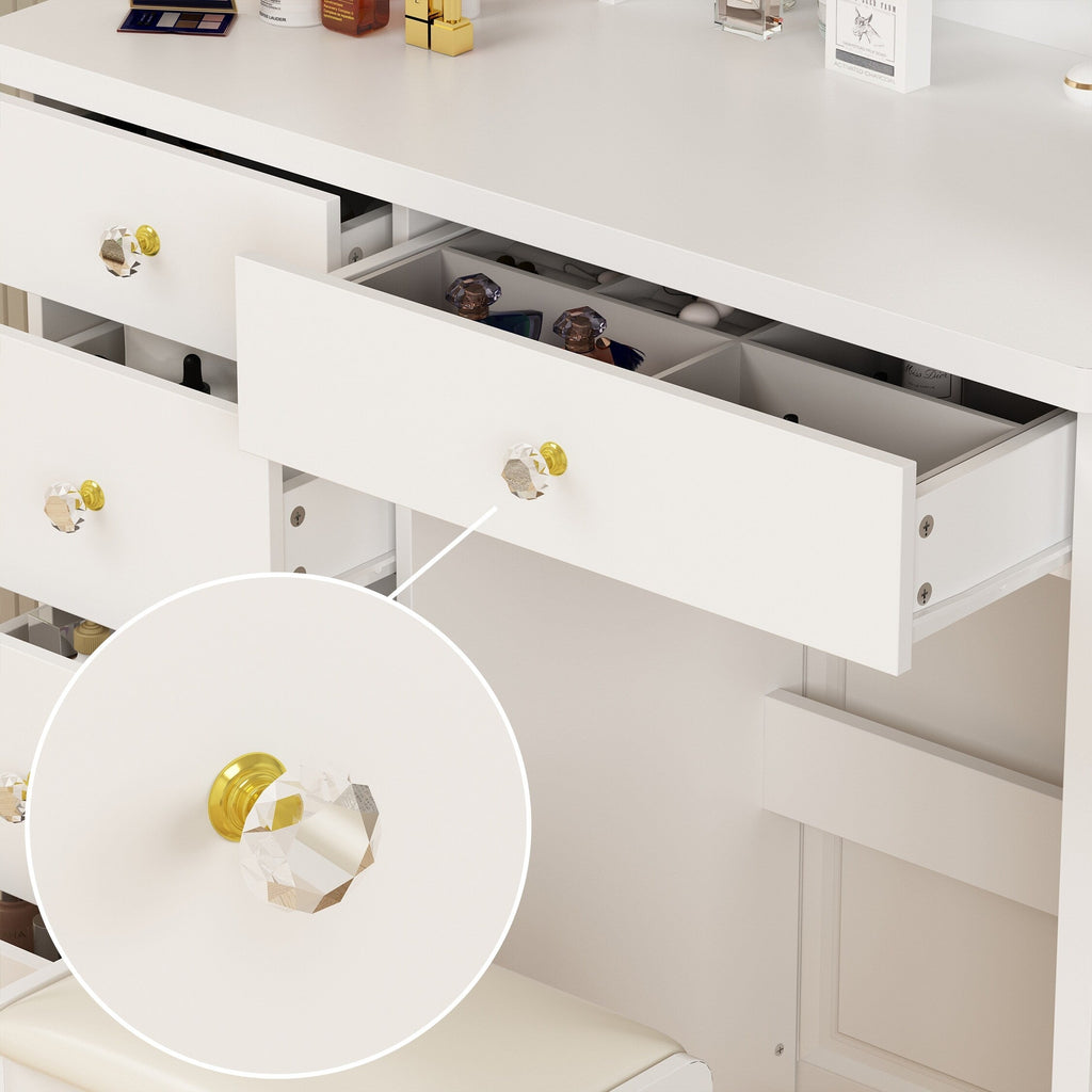 Makeup Vanity Dressing Table Set With Touch Screen Mirror & Stool