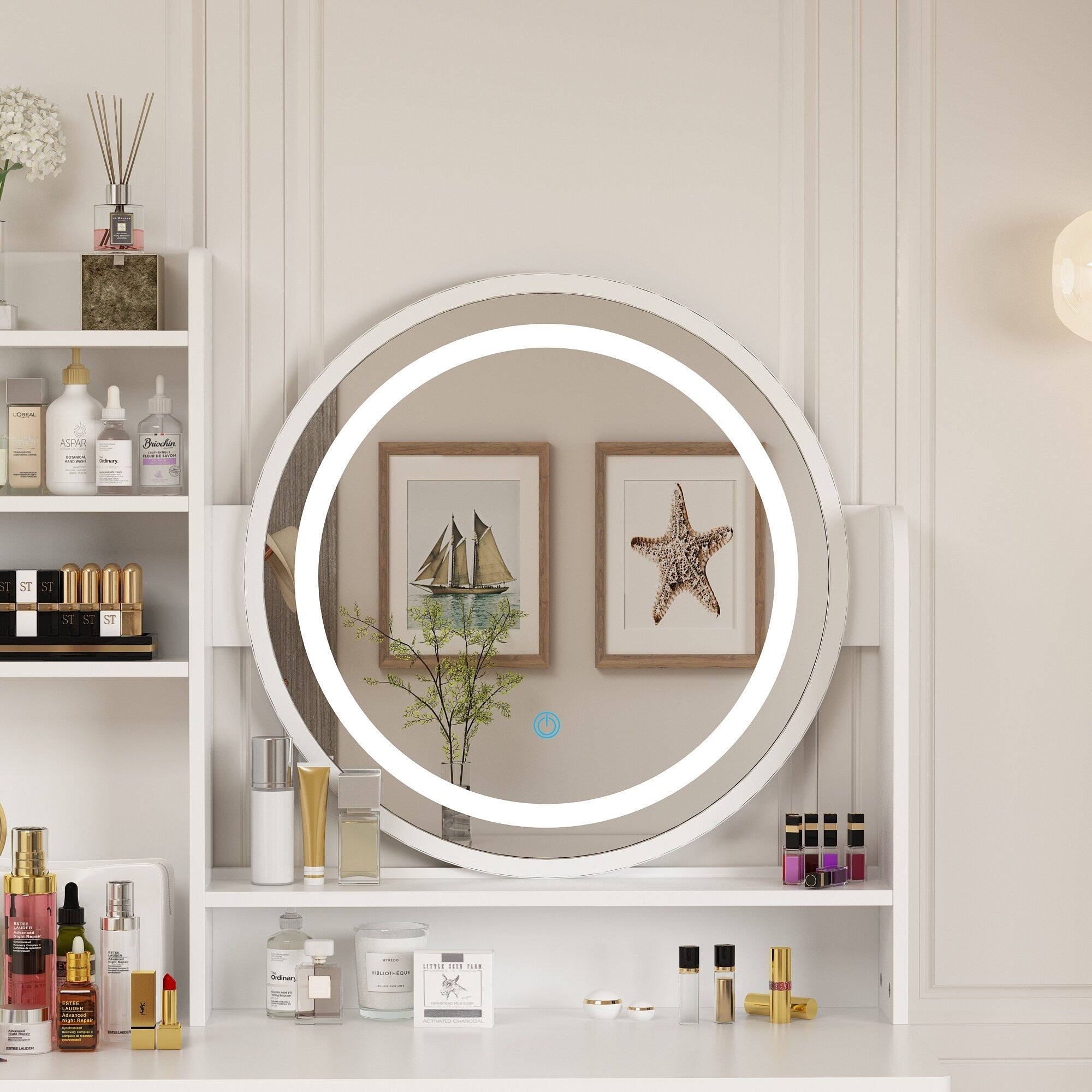 Makeup Vanity Dressing Table Set With Touch Screen Mirror & Stool