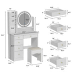 Makeup Vanity Dressing Table Set With Touch Screen Mirror & Stool