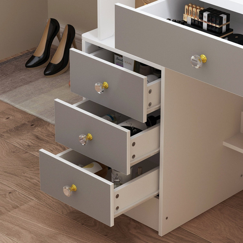 Makeup Vanity Set with Mirror and stool