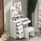 Makeup Vanity Set Table With LED Light &Mirror & Stool