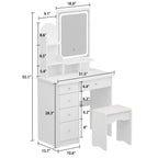 Makeup Vanity Set Table With LED Light &Mirror & Stool